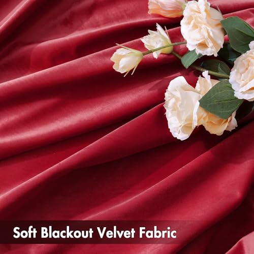 Red Blackout Velvet Curtains Drapes 96 Inch Long 52"x96" Bedroom (2 Count)