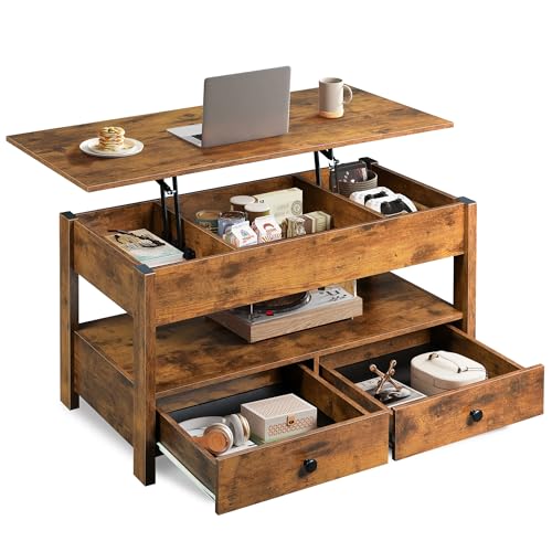 Lift Top Coffee Table with 2 Drawers