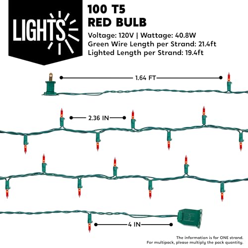 Red Christmas String Lights (100 Count)