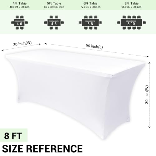 8ft Stretch Spandex Table Cover for Folding Tables (2 Count)