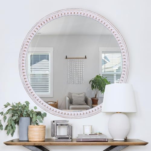 30 Inch Farmhouse Round Mirror for Wall Decor