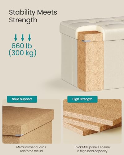 30 Inches Folding Storage Ottoman Bench