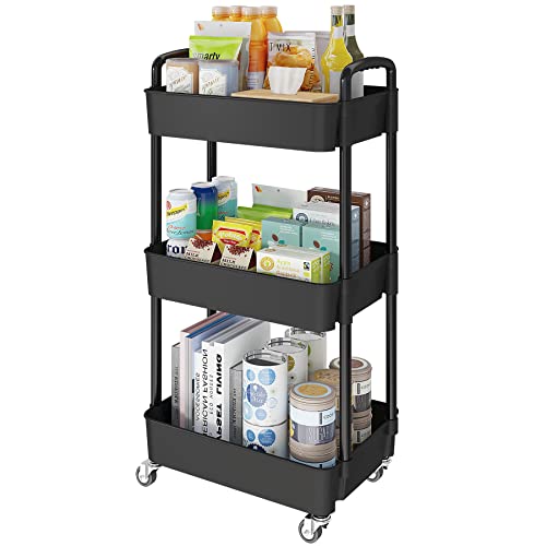 3 Tier Rolling Cart with Wheels (3 Tiers)