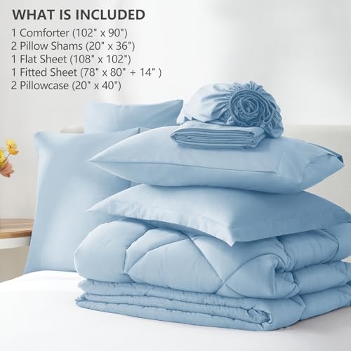 King Comforter Set 102"x90" Baby Blue