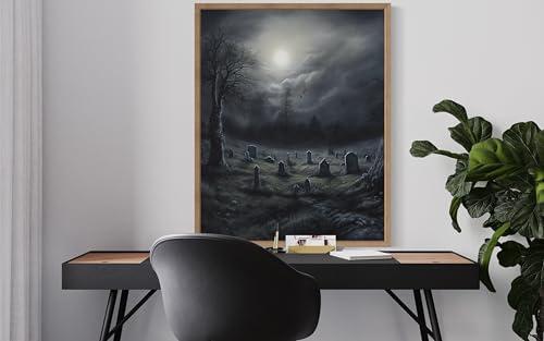 Gothic Graveyard Wood Framed Poster Art Print