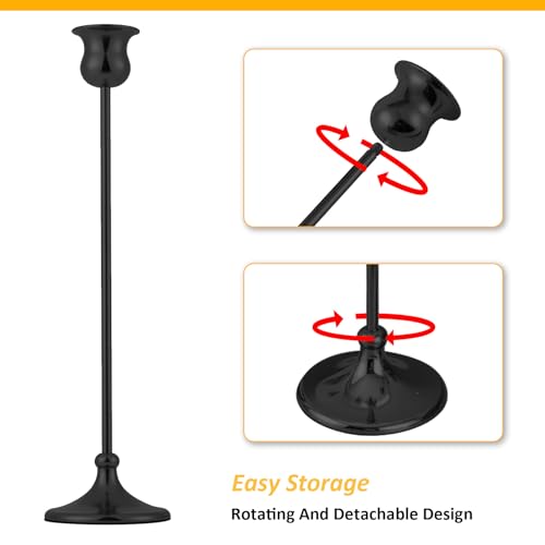 Taper Candle Holder Tall Vintage Metal Candlestick Holders Candle Stick Candelabra for Halloween Thanksgiving Christmas Holiday Wedding