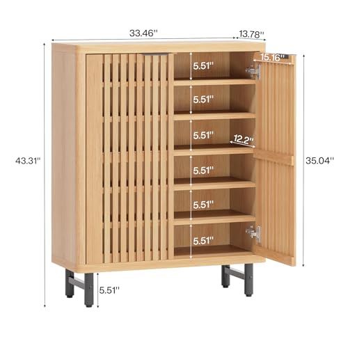 6 Tier Shoe Cabinet with Shutter Doors