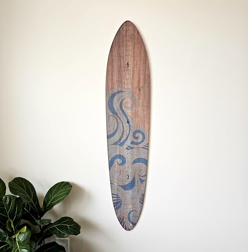 Wooden Surfboard Wall Decor Growth Chart