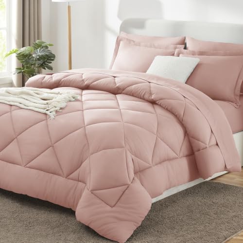 Full Comforter Set 82"x86" Dusty Pink