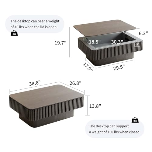 Lift Coffee Table with Storage & Adjustable Height