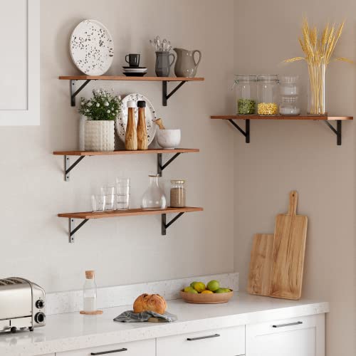 Wall Shelves 23.6" Long Floating Shelves with Metal Brackets (2 Count)