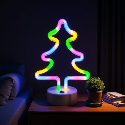 Christmas Tree Neon Light Signs for Bedroom Bedside Dorm Wall Decor