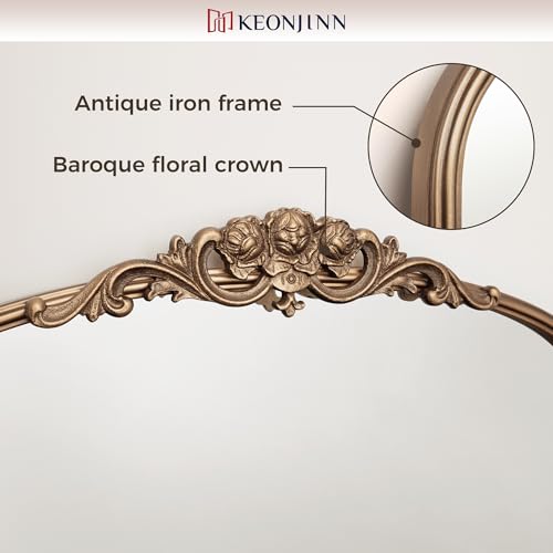 20x30 Gold Vintage Arched Mirror for Wall