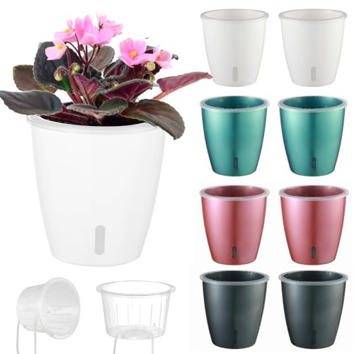8 Pack 5 Inch Self Watering Pots (8 Count)