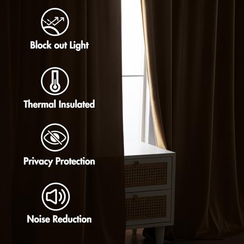 Gold Velvet Pinch Pleat Blackout Curtains W52 X L108 Inches (2 Count)