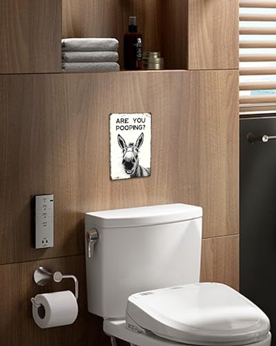 Donkey Are You Pooping Metal Tin Sign Vintage Bathroom Decor 8x12"