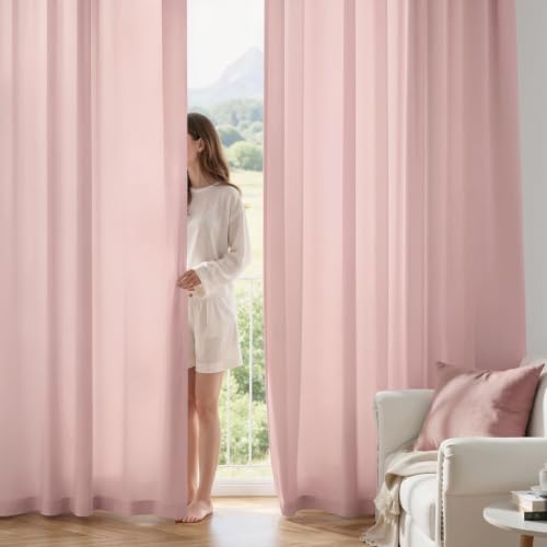 Light Pink Privacy Sheer Curtains 2 Panels 42W x 84L (2 Count)