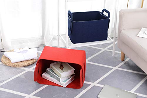 Storage Basket Felt Storage Bin Collapsible& Convenient Box Organizer with Carry Handles for Office Bedroom Closet Babies Nursery Toys Laundry