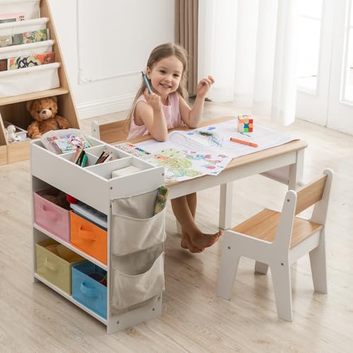 Kids Art Table and Chair Set with 2 Chair & Bins (3 Count)