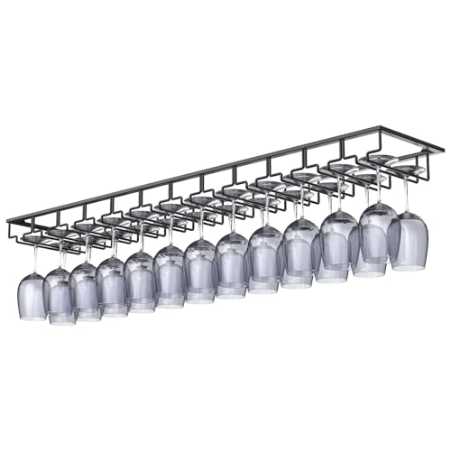 12 Row Wine Glass Rack Under Cabinet Large Capacity
