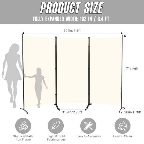 3 Panel Folding Room Divider