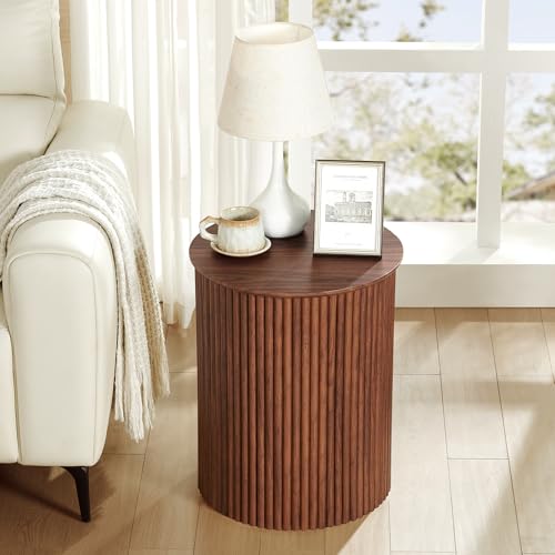 Fluted Round Side Table Small Circle End Table
