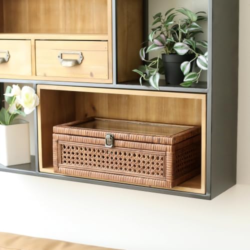 Set of 2 Rattan and Cane Stacking Boxes