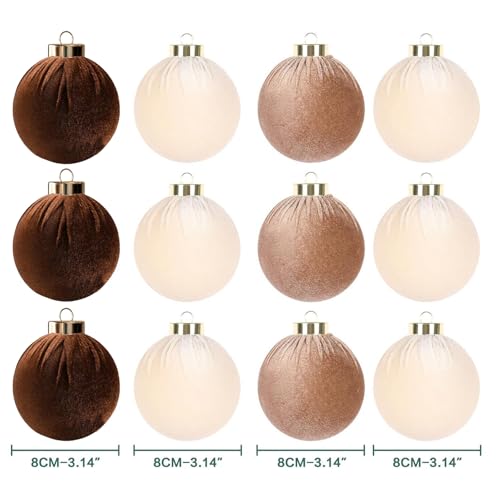 12Pcs Velvet Christmas Ornaments Balls (12 Count)
