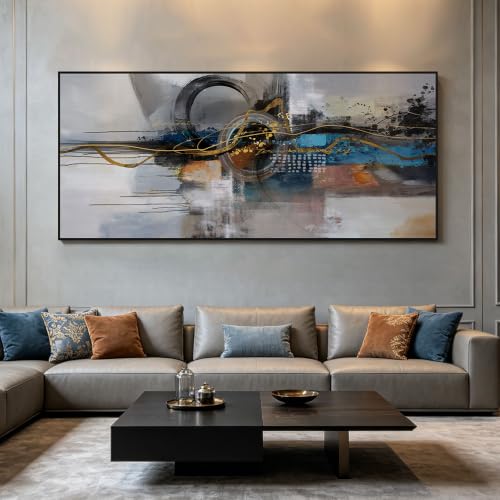 Abstract Wall Art for Men Large Framed Canvas Picture in Greys