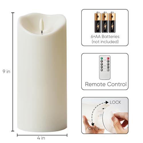 4"x9" Outdoor Waterproof Flameless Candles with Timers and Remote Control (2 Count)