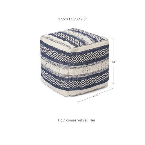 Pouf Ottoman with Filler Textured Storage Cube Bean Bag Pouffe Footrest for Living Room