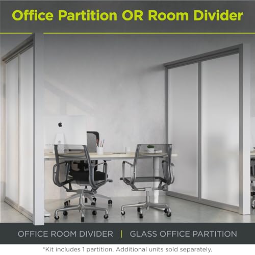 2 Panel Stationary Frosted Glass Partition Kit