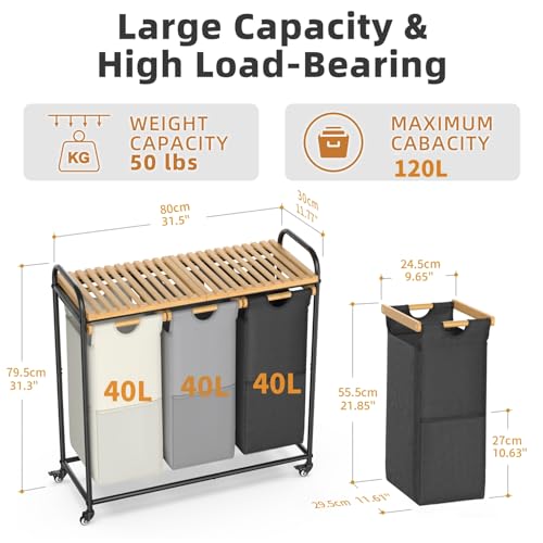 Laundry Hampers 3 Section