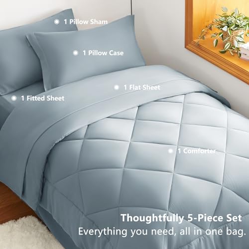 Twin XL Comforter Set 68"x88" Dusty Blue