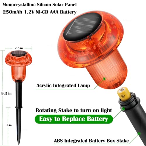 Solar Garden Lights Outdoor Waterproof 8 Pack Red LED Mushroom (8 Count)