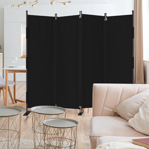 Room Divider 4 Panel Folding Screen 6ft Portable Wall Partition Room Divider with 3 Metal Feet