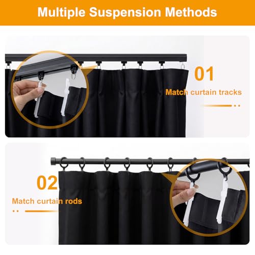 Room Divider Curtains Blackout Floor to Ceiling Curtain with Hook Wall Mount Sliding Door Curtains Ceiling Mount Extra Wide Curtain Wall Divider for Room Separation