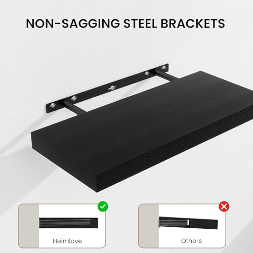 Floating Shelves 39.4" W x 10.3" D Black Set of 2 (2 Count)