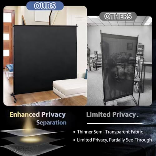 Room Divider 73x75inch Large Single Panel Privacy Screen with Wheels