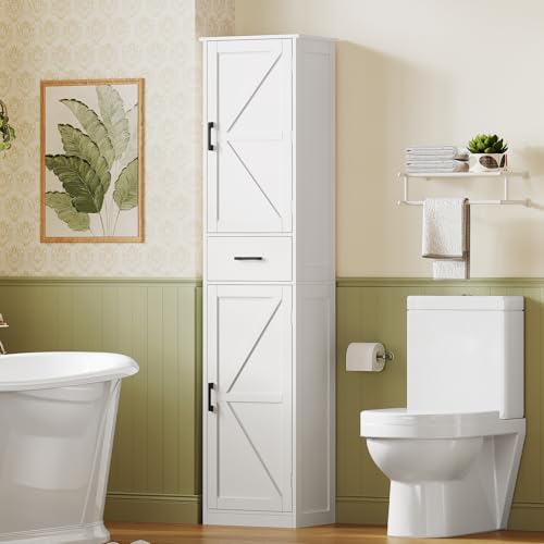 Tall Storage Cabinet with Door Shelves & Drawer