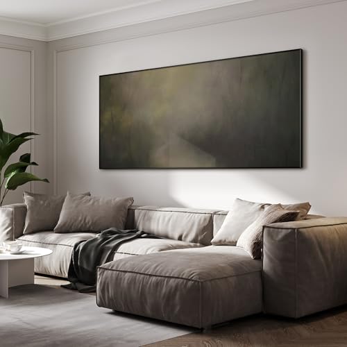24"x46" Extra Large Framed Wall Art Muted Forest Path Soft Misty Woodland Scene Illustration for Home Living Room Bedroom Decor