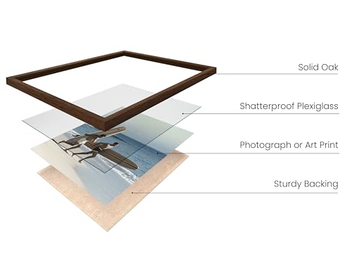 Walnut Oak Wood Gallery Wall Tabletop Frames Made with Real American Oak and Shatter (11 Count)