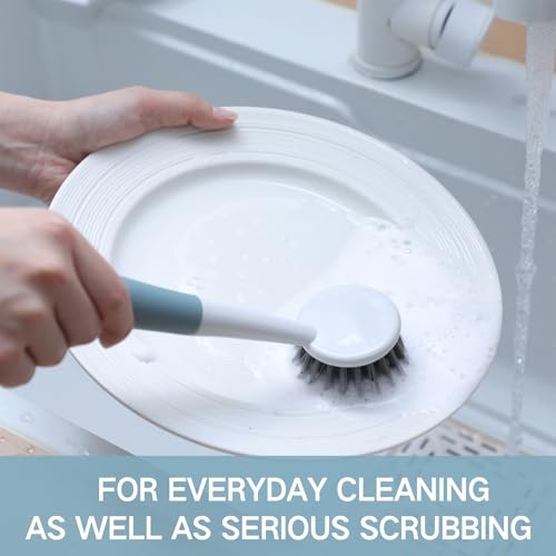 6 Pack Long Handle Dish Scrub Brush Stiff Bristles (6 Count)