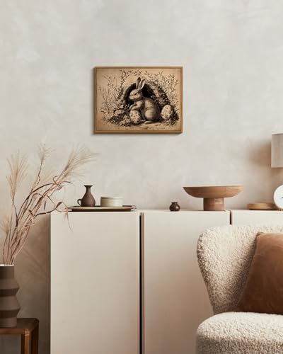 Framed Rabbit Wall Art Rustic Farmhouse Decor