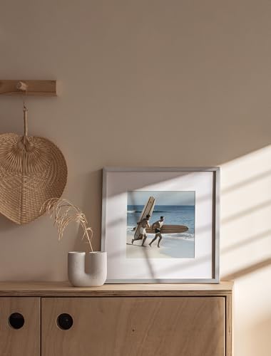 12x12 Silver Metal Picture Frame Matted to 8x8
