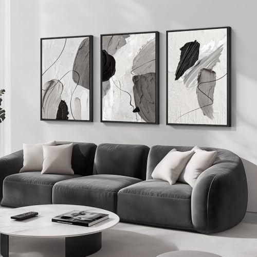 Large Framed Modern Abstract Wall Art for Living Room (3 Count)