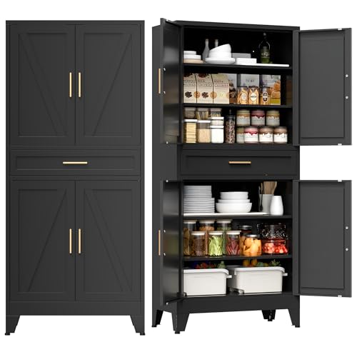 71" Tall Metal Storage Cabinet with 4 Doors and 4 Adjustable Shelves