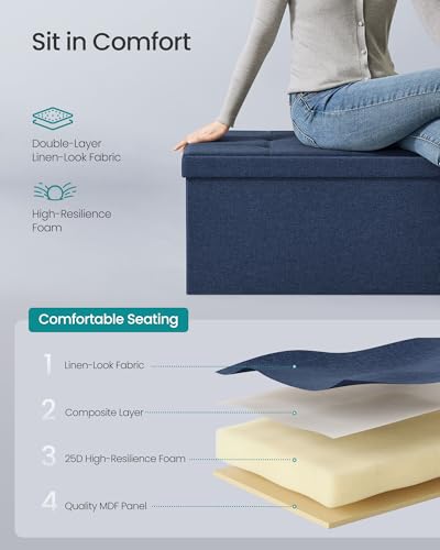 43.3 Inches Folding Storage Ottoman Bench