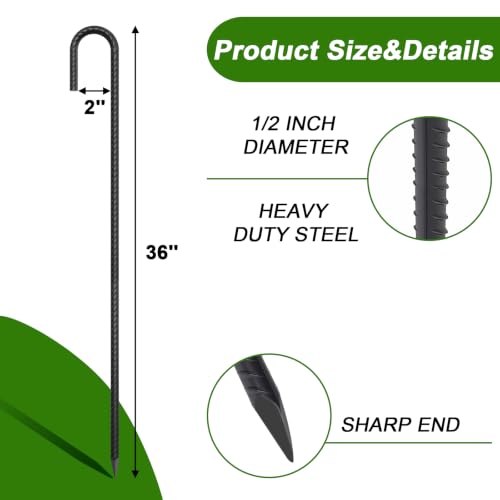 Rebar Stakes 36 Inch J Hook 1 (10 Count)