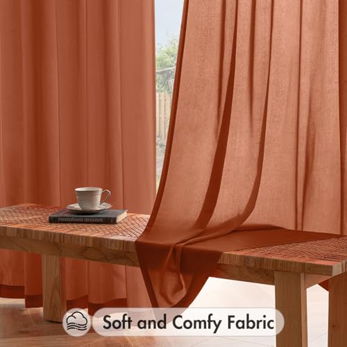 Terracotta Fall Privacy Sheer Curtains 2 Panels 42W x 96L (2 Count)